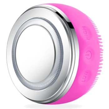 

2 in 1 Face Cleansing Brush Facial Massager Hot Compress LED Light Therapy Skin Scrubber Plastic Sonic Pore Cleanser Waterproof