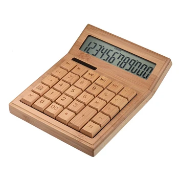 

Multifunctional Bamboo Electronic Calculator Counter 12 Digits Solar & Battery Dual Powered Scientific Calculator for Office