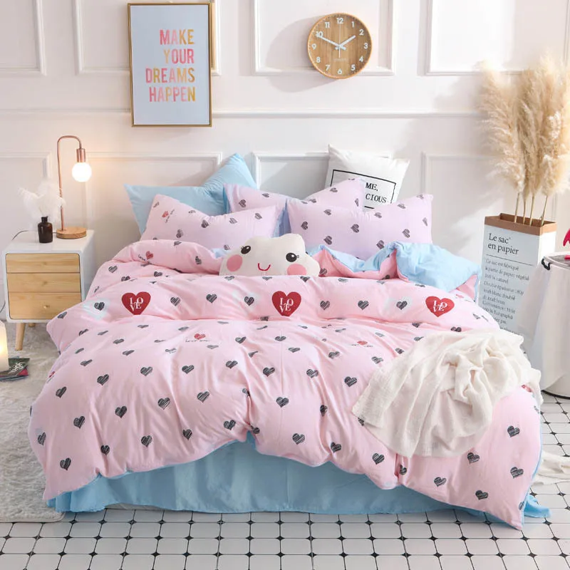 

Yimeis Luxury Bedding Sets Pink Comforter Bedding Sets Queen Printing Bed Linen Set BE45121