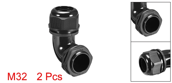 M32 for 18-25mm Uxcell 2 шт. M16 M20 M25 M32 кабельный ввод 90 градусов Водонепроницаемый шарнир для 4-7 мм 6-10 мм 6-11 мм 9-14mm13-18mm Dia кабель черный - Цвет: M32 for 18-25mm