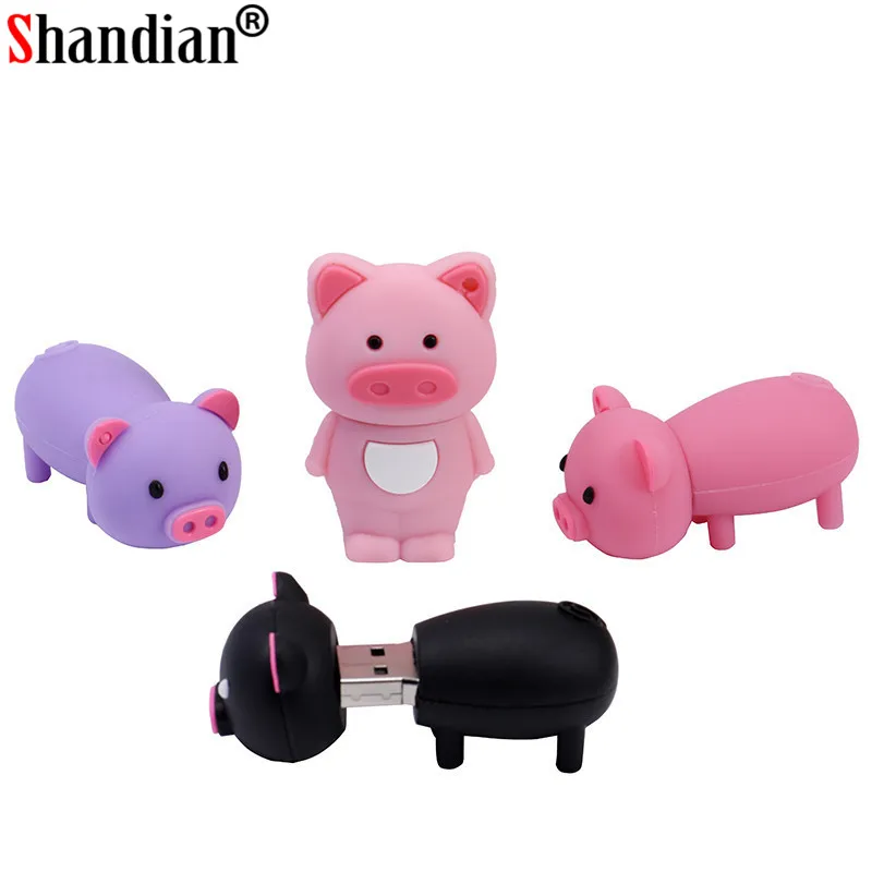 SHANDIAN Pen Drive Cartoon Pink Pig Pendrive 4GB 8GB 16GB 32GB 64GB Usb Flash USB 2.0 Memory Stick Disk on key Gift | Компьютеры и