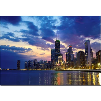 

Full Square round Drill 5D DIY Diamond Painting City Chicago night view 3D Diamond Embroidery Cross Stitch Mosaic Home Decor