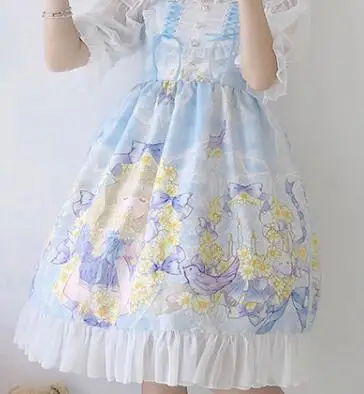 only dress Вечерние платья принцессы в стиле милой Лолиты, винтажное кружевное Бандажное платье с милым принтом и бантом, платье в викторианском стиле, платье с завышенной талией jsk cos - Цвет: only dress