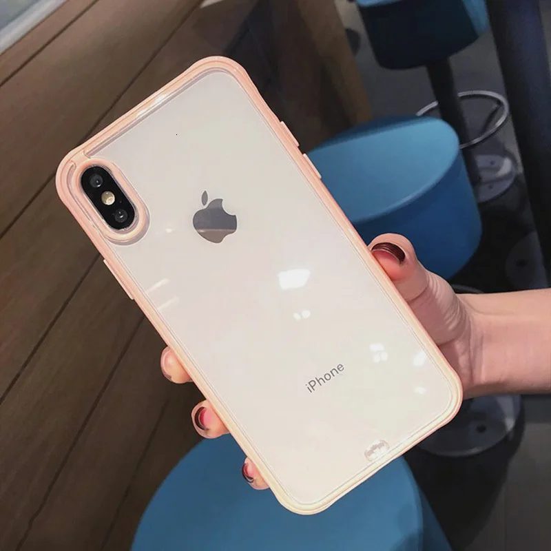 4 Модный противоударный бампер Прозрачный чехол для телефона для iPhone X 11 XR XS Max 8 7 6 6S Plus Прозрачная защитная задняя силиконовая крышка - Цвет: 4