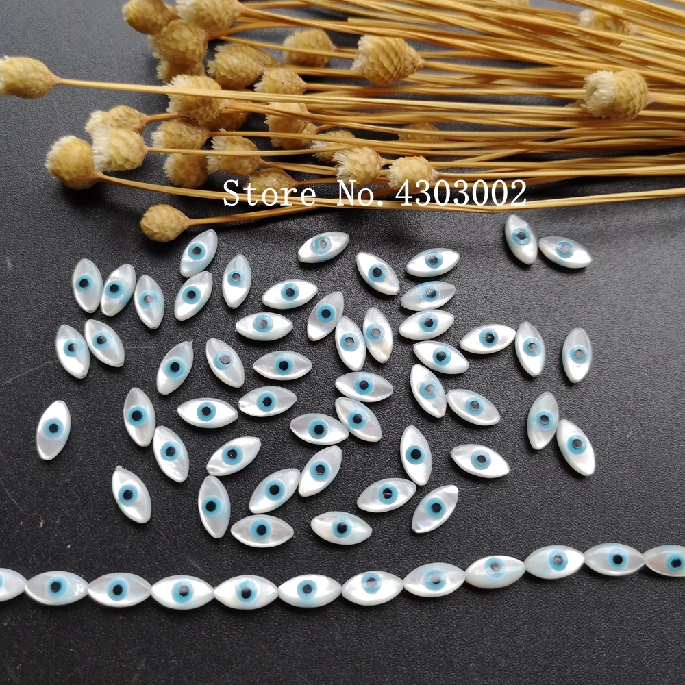 

50pcs/lot 4x8mm Natural Marquise Blue Evil Eye Mother of Pearl shell for DIY Jewelry Marquise Cut MOP Pearl Shell Beads