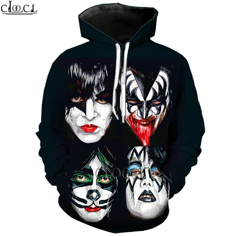 

HX Newest Fashion Rock Singer KISS Band 3D Print Men Women Hoodie Unisex Tracksuit Harajuku Hip Hop Tops Drop Shipping