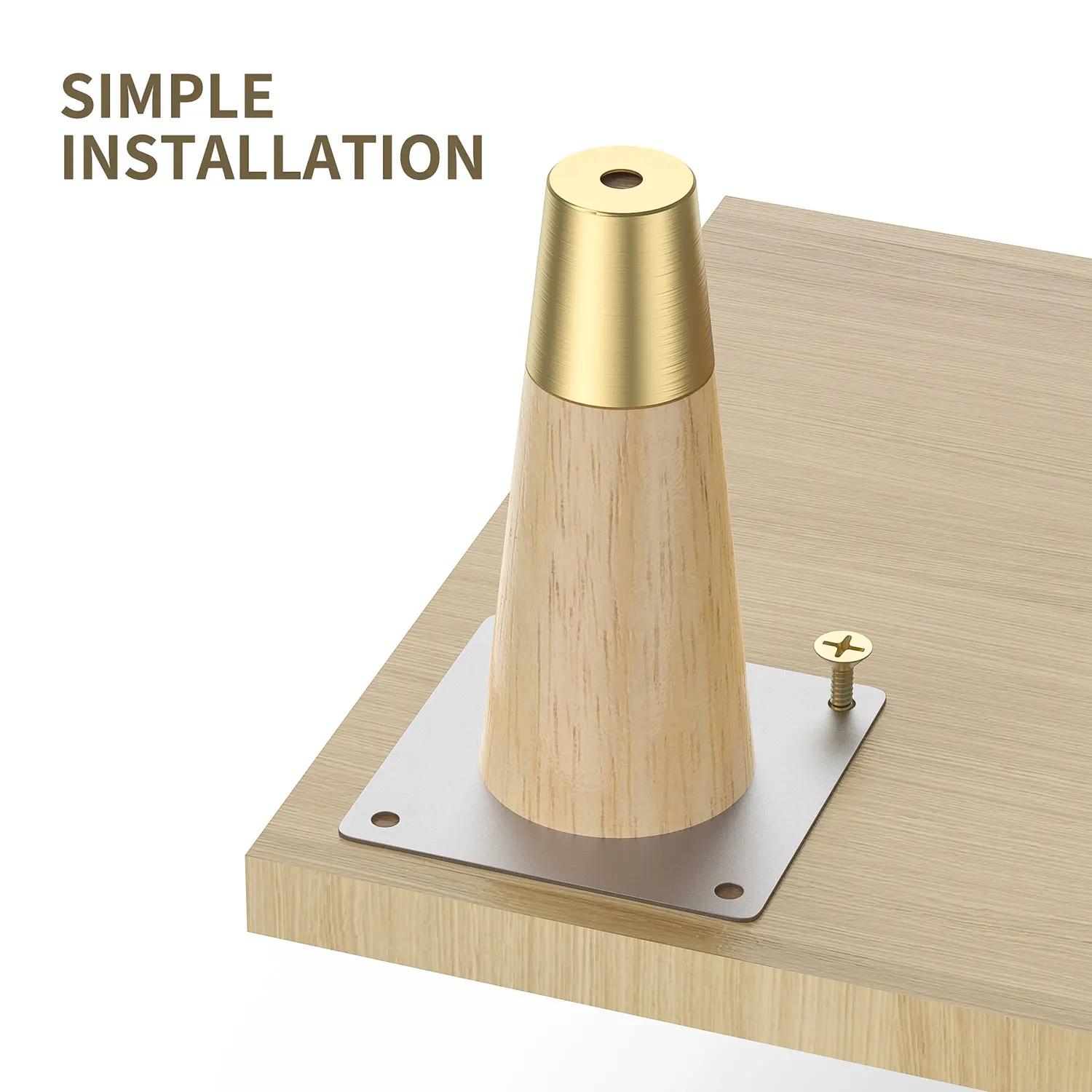 1Pcs 10-20cm Straight feet Solid Wood Furniture Legs,With Pure Copper Protective, For Cupboard Sofa legsTable Fittings Oak Feet