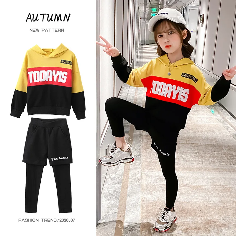 

2020 Autumn Baby Casual Tracksuit Children Girls Cotton Hoodie Pants Teen Girls Clothing Sets Kids Sport Suit Children Costum
