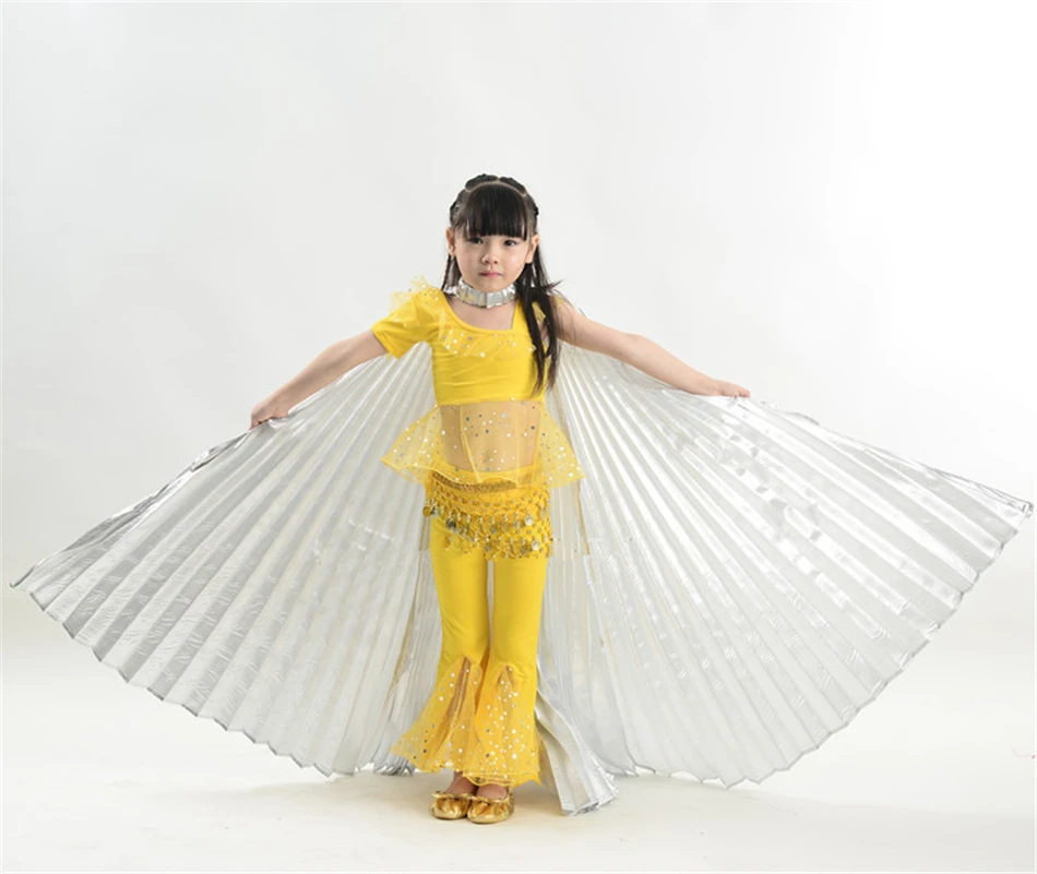 Детские платья для девочек танец живота бабочка Павлин крылья золото индийский сценический костюм Карнавальные костюмы