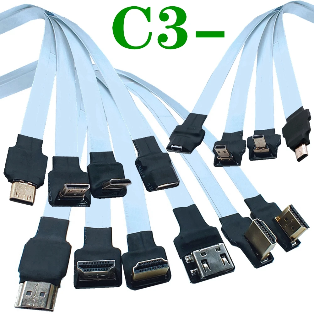 Плоский кабель FPC для монитора камеры FPV Mini HDMI-кабель типа C угол наклона вниз HDMI