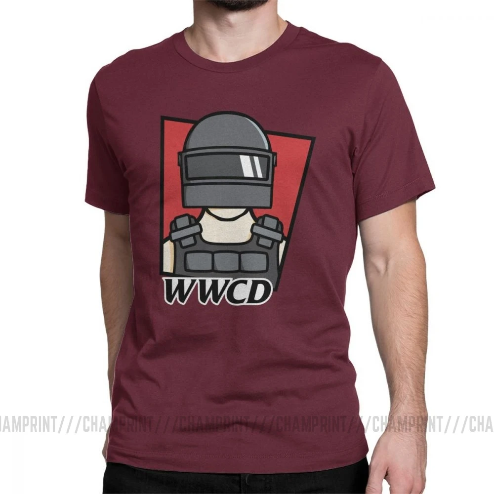 PUBG WWCD Победитель Куриный Ужин футболки для мужчин короткий рукав Винтаж Футболка хлопок одежда дизайн футболки - Цвет: Бургундия