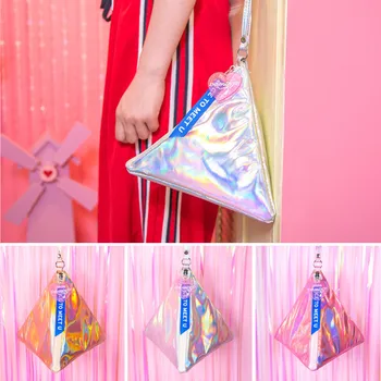 

Milkjoy Triangle Clutch Bag Laser Leather Hand Bag Summer Fashion Bentoy Harajuku Style Dumpling Coin Purse for Women