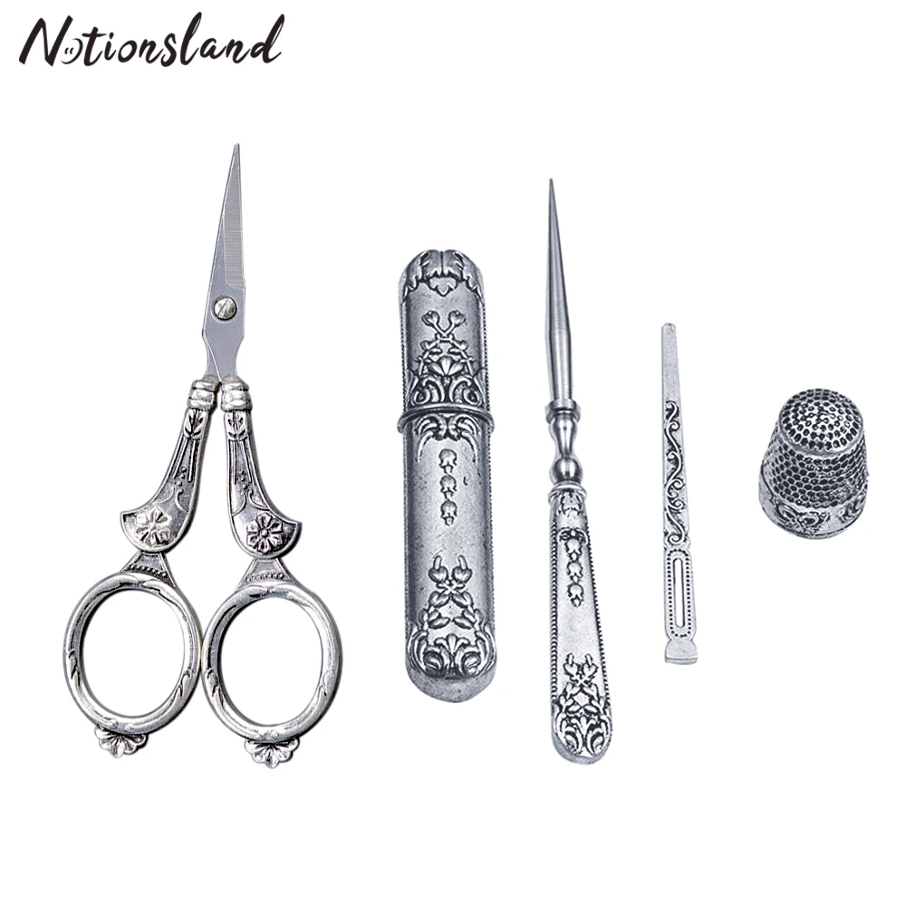 5 шт./компл. женский Винтажный серебряный швейный инструмент шило наперсток