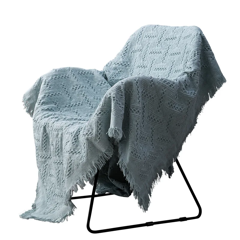 

Bohemian Knitted Sofa Blanket with Tassels Thread Blanket Sleeping Rugs Soft Bed Plaid Vintage Home Decor Tapestry