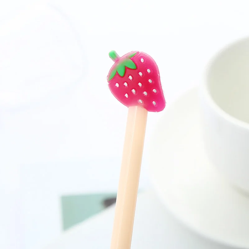 Strawberry 1pc Креативные милые гелевые ручки каваи Фламинго единорог мультфильм животное Школа Офис фрукты Альпака свинья канцелярские принадлежности Kawai стационарная вещь - Цвет: Strawberry 1pc