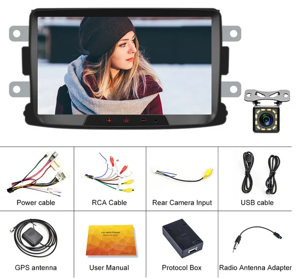 With 12 LED Camera Pdofo 2 Din Android 8.1Car gps Радио авторадио FM Vehcle Зеркало Ссылка 2din мультимедиа DVR плеер для Duster/Sandero/Logan/Dokker - Цвет: With 12 LED Camera