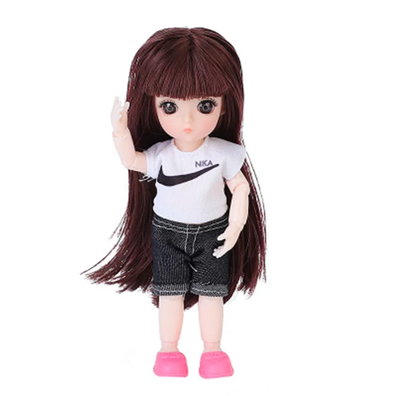 a 6 шт. 16 см модные куклы принцессы BJD с платьем и обувью 13 суставов подвижные 3D красивые ученики обнимают сладкие подарки для девочек - Цвет: a