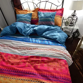 

2019 New Bohemia Style Bedding Set 3/4pcs Duvet Cover Set 100% Cover+flat Brush Cotton Sheet+Pillowcase Heavy High Duvet Quality