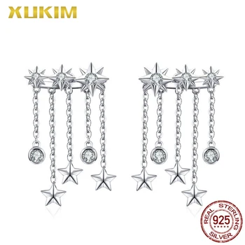 

MSE803 Xukim Jewelry 925 Sterling Silver Star Tassel Earrings 2020 Cuff Earrings for Women
