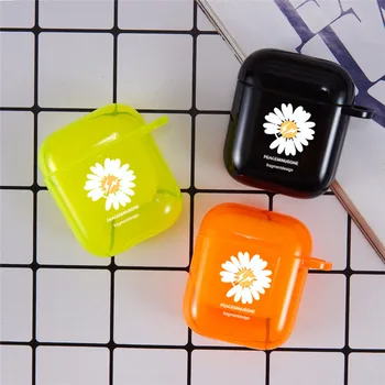 

Luxury Daisy Flower Earphone Case for AirPods 1 2 Fluorescence Color Case Bluetooth Headset Soft Protect Cover Charging Box