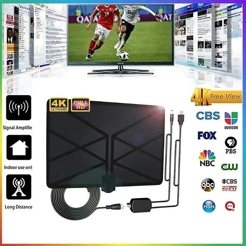 960 Miles ТВ Антенна Крытый усиленная антенна цифрового ТВ 4K HD DVB-T Freeview tv для местных каналов вещания домашнего телевидения
