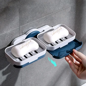 

Rotarable Soap Dish For Bathroom Tools Drainge Soap Box Soap Container Sponge holder Bathroom Storage Shelves Accessories