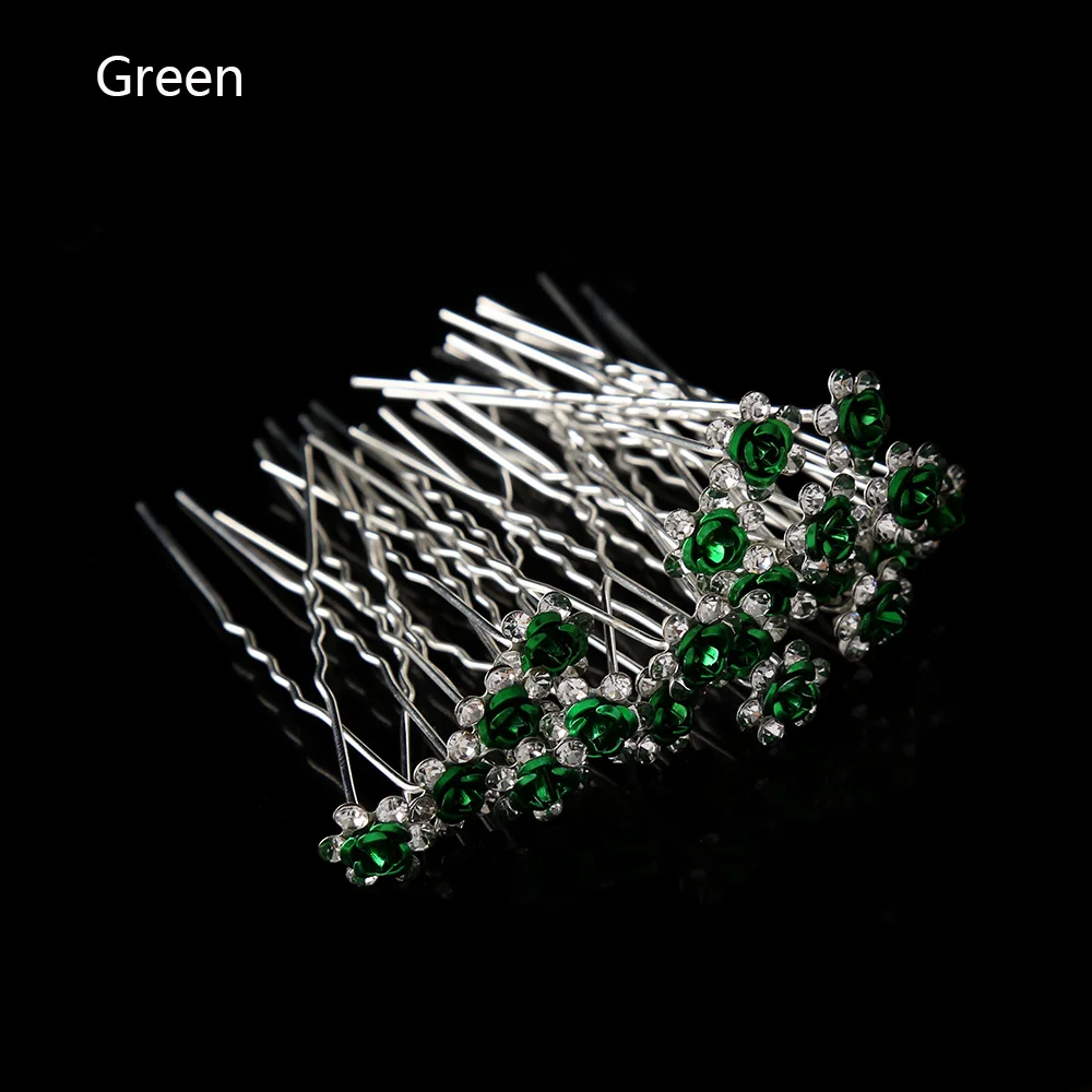 green 20 шт./лот, новейший специальный дизайн из горного хрусталя, заколки для волос с бабочкой, женские свадебные украшения для волос, хороший подарок - Окраска металла: green