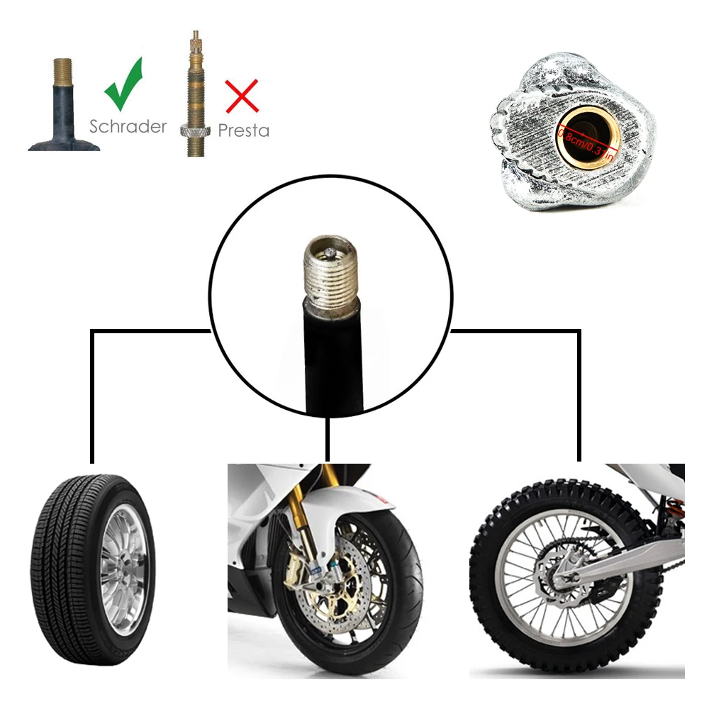Set of 4 Skull Design Tire Valve Dust Caps for Vehicles and Bicycles