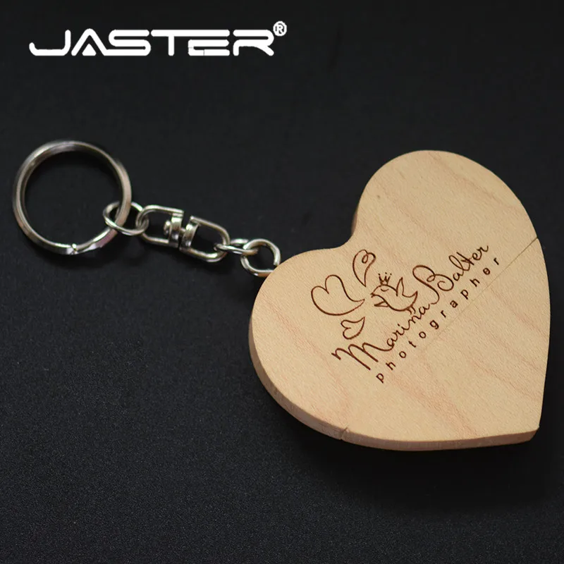 Jaster логотип на заказ деревянное сердце USB+ коробка USB флэш-накопитель Флешка 128 Гб 64 ГБ 32 ГБ 16 ГБ 8 ГБ U диск фотографии свадебные подарки