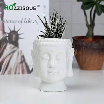 

Chinese Buddha Statue White Porcelain Zen Flower Pot Desktop Creative Succulent Plant Flowerpot Decor Vaso Bonsai Ceramic Pot