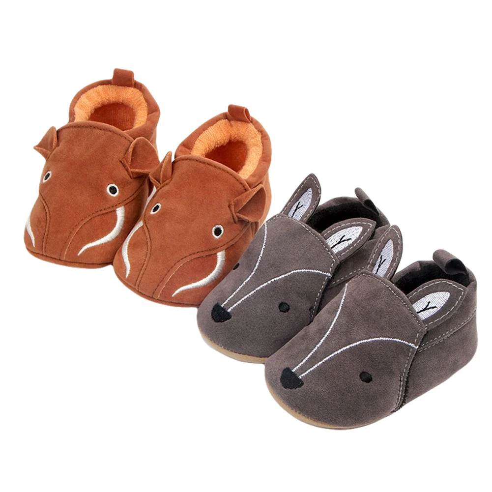 

2020 Hot 0-18M Newborn Baby Boys Girls Warm Slippers Soft Sole Cartoon Animals First Walker Crib Shoes Anti- Slip Moccasins