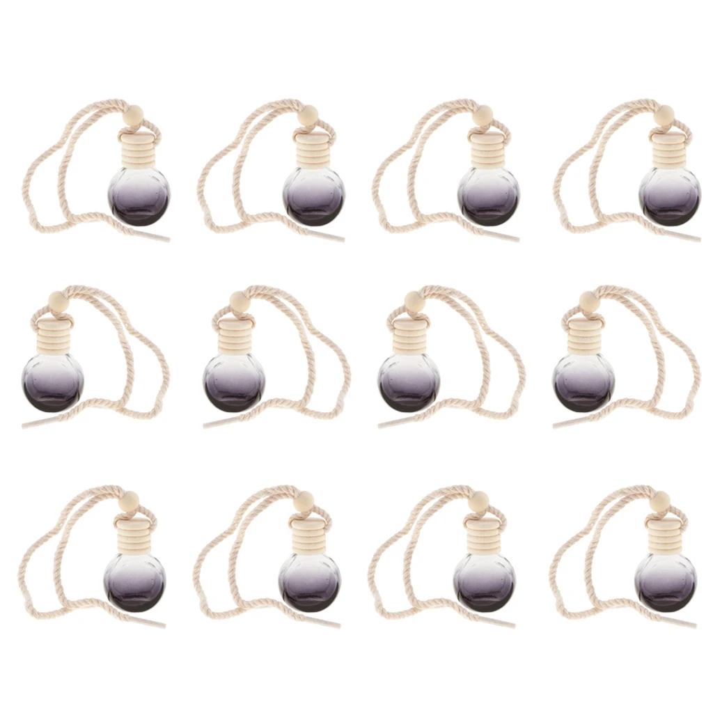 12Pcs 10ml Empty Perfume Bottle Pendant Car Hanging Ornament Home Decor Round