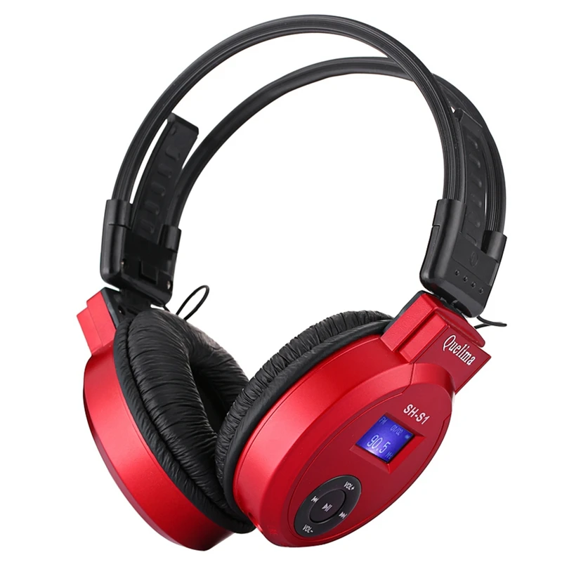 Red ABKT-Quelima, брендовая Складная спортивная игровая беспроводная гарнитура, светодиодная, Fm радио, складная гарнитура с поддержкой карт Tf и микрофона - Цвет: Red