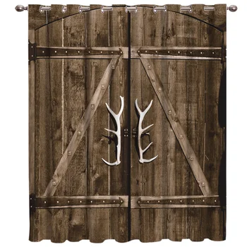 

Antlers Wooden Rustic Doors Window Treatments Curtains Valance Room Curtains Large Window Bathroom Curtains Window Kids Room