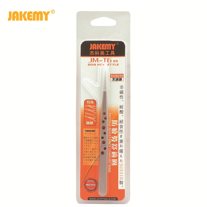 

JAKEMY Electronics Industrial Tweezers Pincet Curved Straight Tip Stainless Steel Precision Tweezers Set Phone Repair Hand Tools