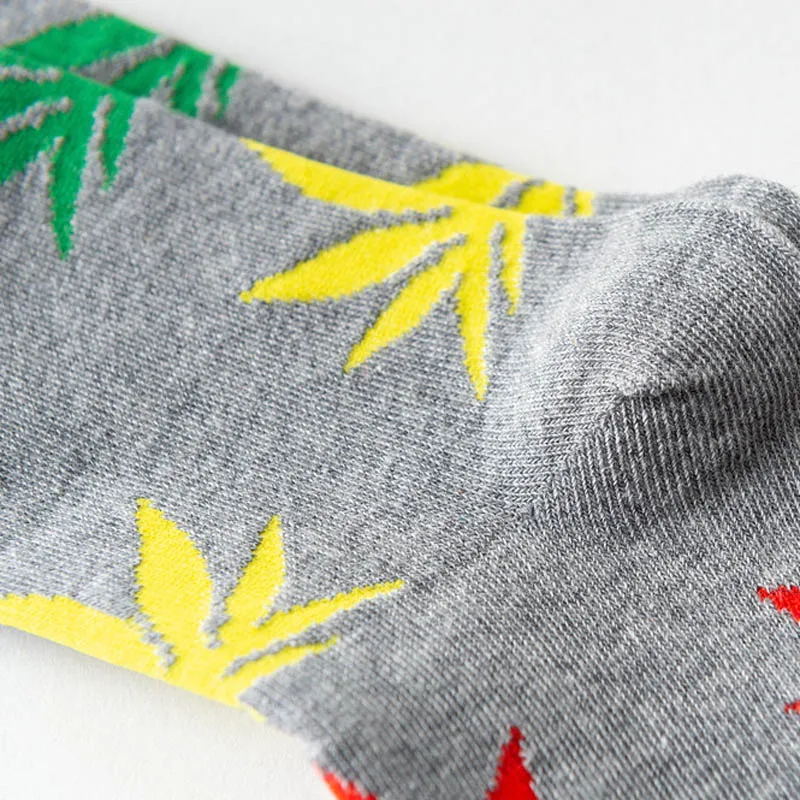 1Pair Comfortable Top Quality Cotton Sport Socks New Breathable Cycling Hemp Leaf Casual Long Weed Crew Sock hardloopsokken