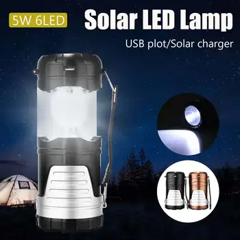 

6 LED Hand Lamp Portable USB Solar Light Rechargeable Camping Lantern LED Torch Flashlight Hiking Tent Lights for Outdoor Light