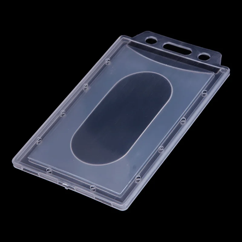 5 uds transparente Vertical de plástico duro ID acceso cubierta de la tarjeta caso tarjeta de crédito titular de la placa de doble lado tarjeta funda, soporte
