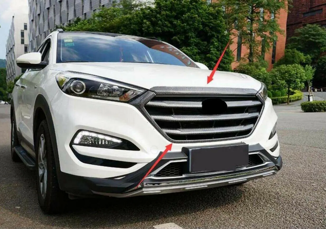 Car modification Car accessories Carbon fiber Front Chrome Grille Grill Overlay For Hyundai Tucson