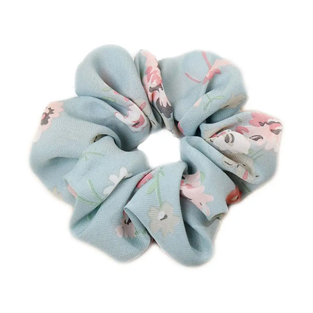 009 1pcs Vintage Scrunchies Lady Stretch Chiffon Scrunchie Women Elastic Hair Bands Girls Headwear Floral Hair - Цвет: 009