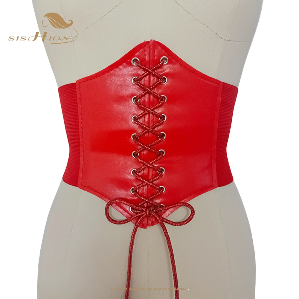 

SISHION Black White Red Underbust Corset Belt Top VD2596 Lace Up Steampunk Wide Korsett Gotico Femenino