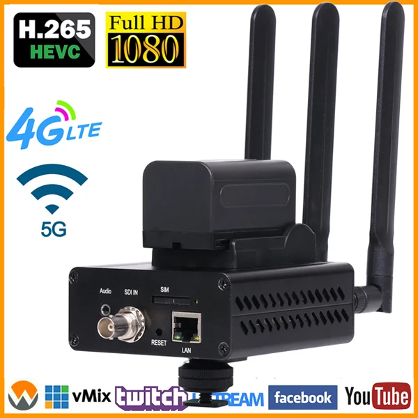 HEVC H.265 H.264 3g 4G LTE 1080P HD HDMI видео передатчик датчик RTMPS живой широковещательный кодер беспроводной H264 IPTV кодировщик wifi - Цвет: SDI In