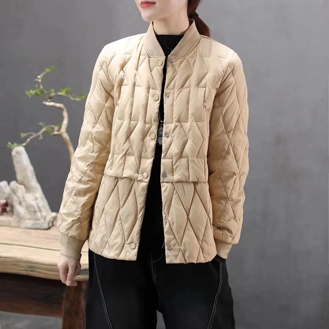 

Origional Loose-Fit Versatile Thin down Jacket Women's Fall And Winter Clothes New Style Stand Collar down Coat Short Cotton Ove