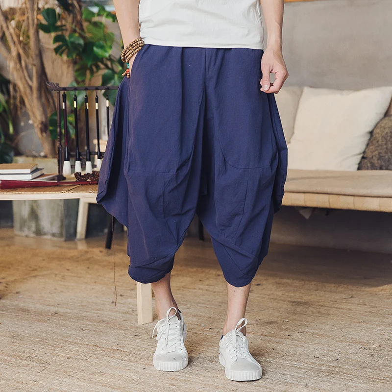Men's Wide Crotch Harem Pants Men Pants Loose Large Cropped Trousers Wide-legged Bloomers Chinese Style Men Baggy Pants 2020 Men's Wide Crotch Harem Pants Men Pants Loose Large Cropped Trousers Wide-legged Bloomers Chinese Style Men Baggy Pants 2020