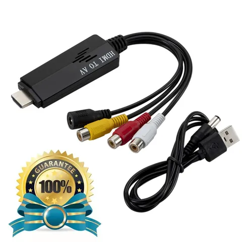 1080P cable HD HDMI to AV RCA Black Converter Adapter Cable STB to Old TV Input port 1 x HDMI Output port 1 x RCA
