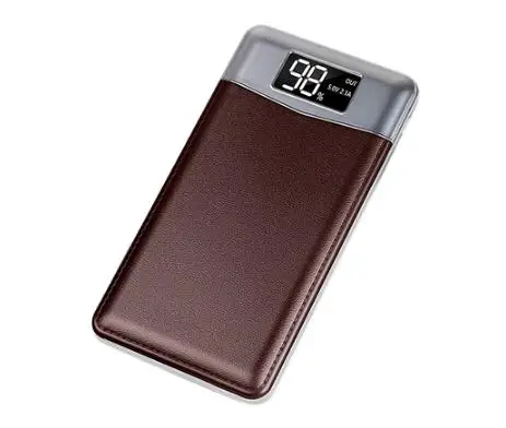 Brown 20000 мАч для Xiaomi iphone 7/8X11 внешний аккумулятор зарядное устройство повербанк 2 USB lcd Внешний аккумулятор зарядное устройство для мобильного телефона для samsung - Цвет: Brown