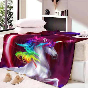 

Sholisa Polyester Flannel Blanket ThicK Unicorn Knitted Spring/Autumn 3D Printed Quality Children for Home Travel Picnic