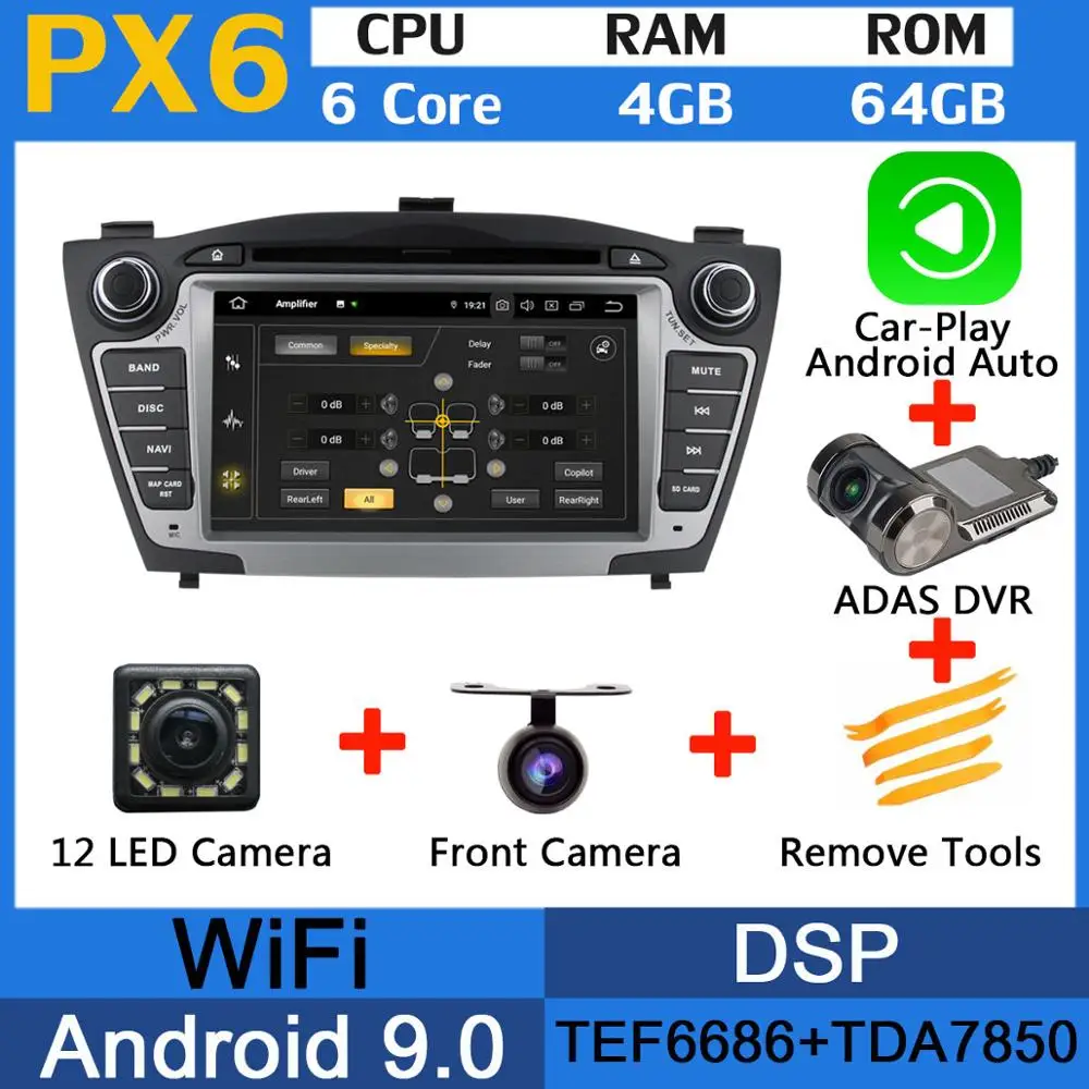 5 USB порт PX6/Восьмиядерный Android 9,0 автомобильный dvd-плеер для hyundai IX35 2010 2011 2012 2013 автомобильный Радио gps DSP Android авто - Цвет: PX6-Adas-Carplay