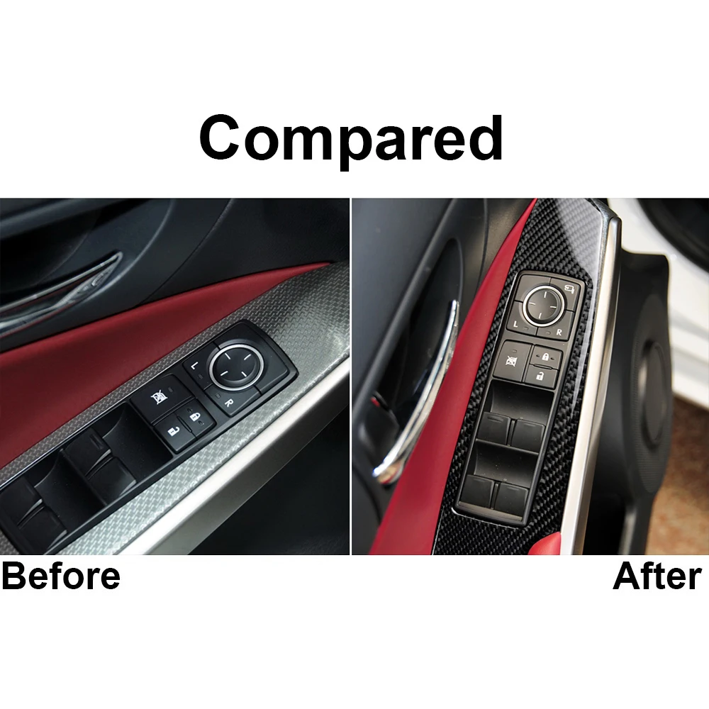 

4pcs/Set Black Car Switch Panel Trim Covers For LEXUS IS250 IS350 2014 2015-2018 Real Carbon Fiber Car Window Switch Panel Cover