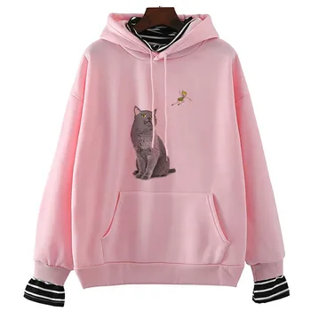 

Cute Cat Hoodie Women Fashion Design Pullover Harajuku Female Sweatshirts Winter&spring Tops Dropshipping